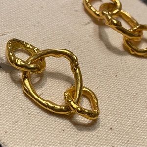Mango 24k gold plated hoop drop bamboo earrings